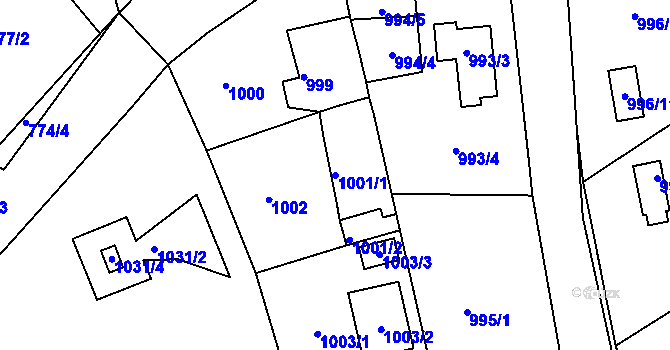 Parcela st. 1001/1 v KÚ Proboštov u Teplic, Katastrální mapa