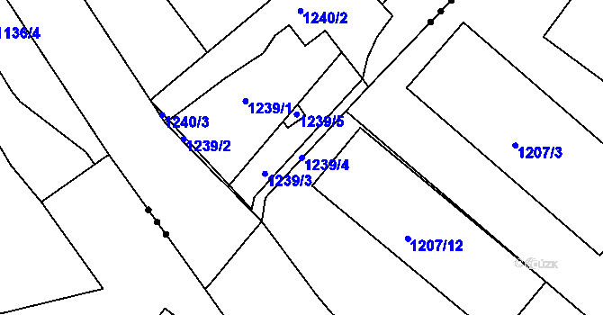 Parcela st. 1239/4 v KÚ Proboštov u Teplic, Katastrální mapa