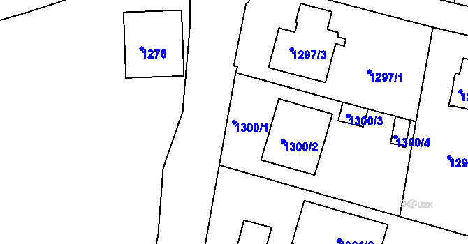 Parcela st. 1300/1 v KÚ Proboštov u Teplic, Katastrální mapa