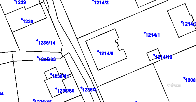 Parcela st. 1214/8 v KÚ Proboštov u Teplic, Katastrální mapa
