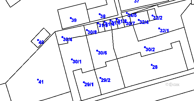 Parcela st. 30/6 v KÚ Proboštov u Teplic, Katastrální mapa