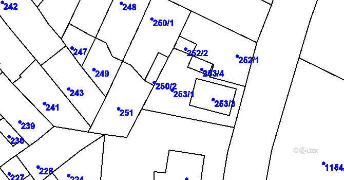 Parcela st. 253/1 v KÚ Proboštov u Teplic, Katastrální mapa