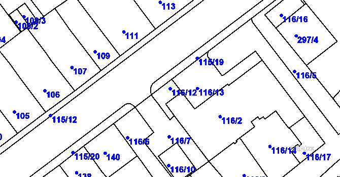 Parcela st. 116/12 v KÚ Proboštov u Teplic, Katastrální mapa