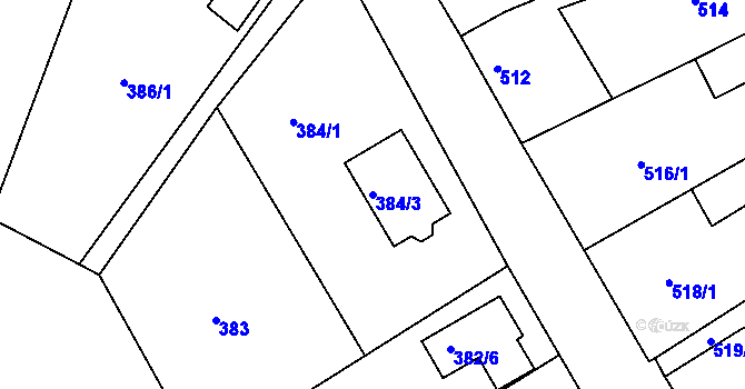 Parcela st. 384/3 v KÚ Proboštov u Teplic, Katastrální mapa