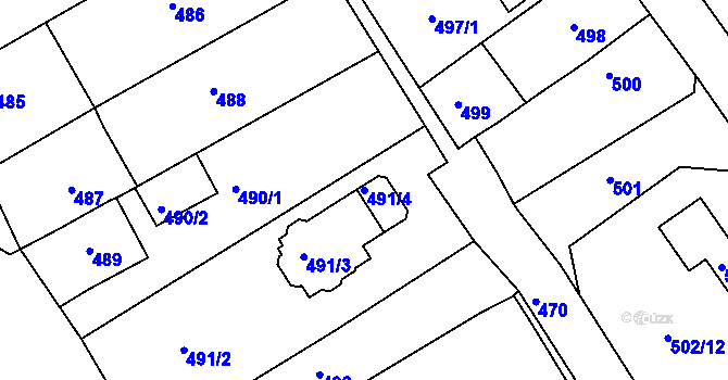 Parcela st. 491/4 v KÚ Proboštov u Teplic, Katastrální mapa