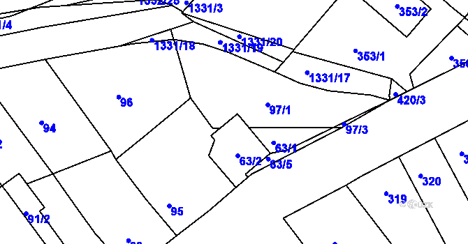 Parcela st. 97/2 v KÚ Proboštov u Teplic, Katastrální mapa