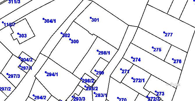 Parcela st. 298/1 v KÚ Proboštov u Teplic, Katastrální mapa