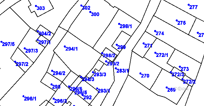 Parcela st. 298/2 v KÚ Proboštov u Teplic, Katastrální mapa