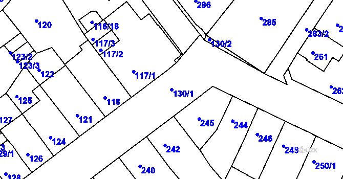 Parcela st. 130/1 v KÚ Proboštov u Teplic, Katastrální mapa
