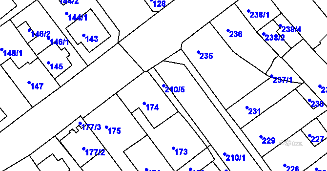 Parcela st. 210/5 v KÚ Proboštov u Teplic, Katastrální mapa