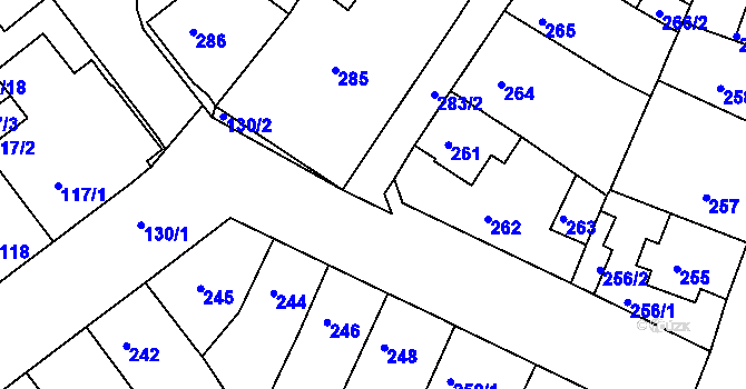 Parcela st. 283/3 v KÚ Proboštov u Teplic, Katastrální mapa