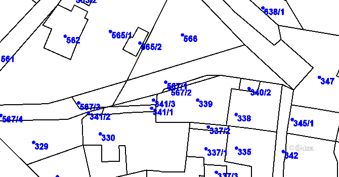Parcela st. 567/2 v KÚ Proboštov u Teplic, Katastrální mapa