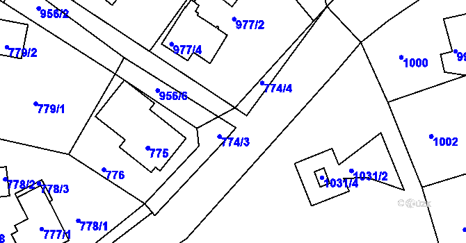 Parcela st. 774/6 v KÚ Proboštov u Teplic, Katastrální mapa