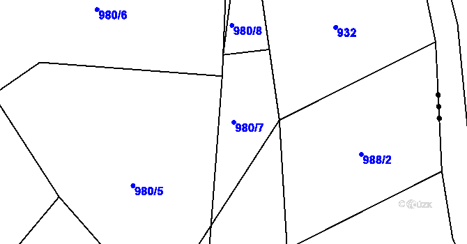 Parcela st. 980/7 v KÚ Proboštov u Teplic, Katastrální mapa