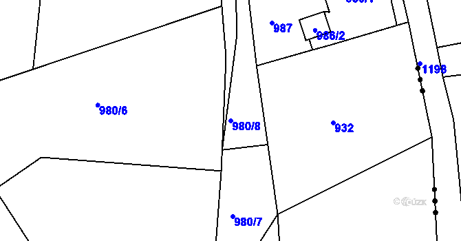 Parcela st. 980/8 v KÚ Proboštov u Teplic, Katastrální mapa
