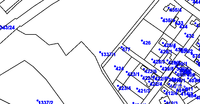 Parcela st. 1337/1 v KÚ Proboštov u Teplic, Katastrální mapa