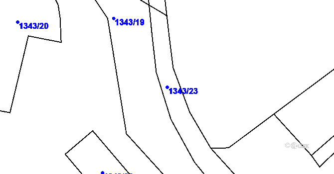 Parcela st. 1343/23 v KÚ Proboštov u Teplic, Katastrální mapa