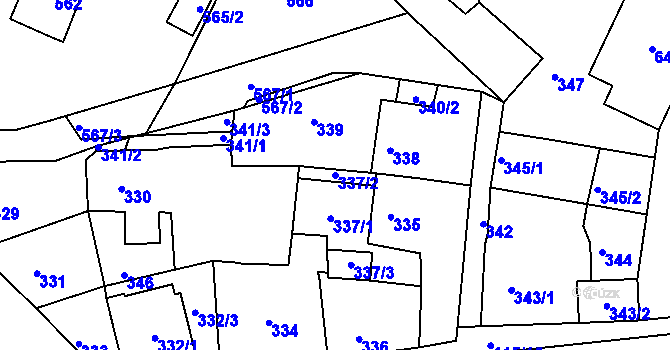 Parcela st. 337/2 v KÚ Proboštov u Teplic, Katastrální mapa