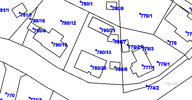 Parcela st. 780/13 v KÚ Proboštov u Teplic, Katastrální mapa