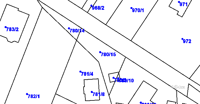 Parcela st. 780/15 v KÚ Proboštov u Teplic, Katastrální mapa