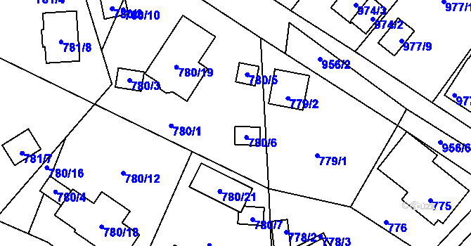 Parcela st. 780/17 v KÚ Proboštov u Teplic, Katastrální mapa