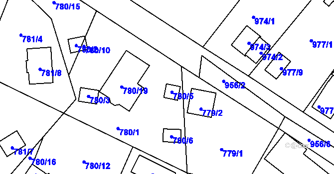 Parcela st. 780/11 v KÚ Proboštov u Teplic, Katastrální mapa
