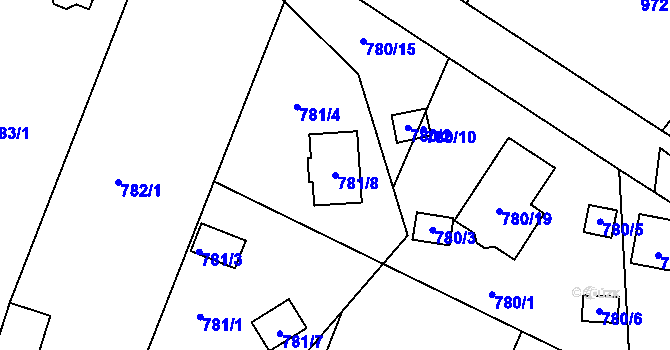 Parcela st. 781/8 v KÚ Proboštov u Teplic, Katastrální mapa