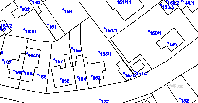 Parcela st. 153/1 v KÚ Proboštov u Teplic, Katastrální mapa