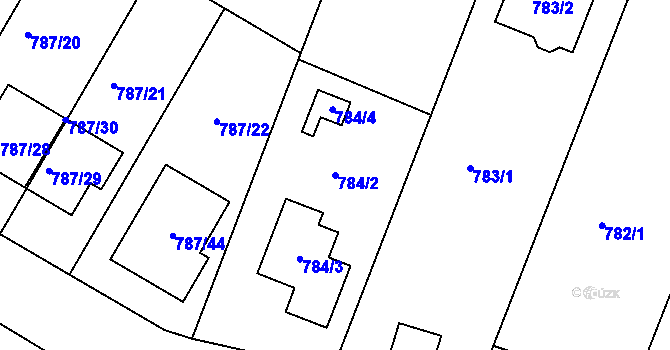 Parcela st. 784/2 v KÚ Proboštov u Teplic, Katastrální mapa