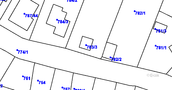 Parcela st. 783/3 v KÚ Proboštov u Teplic, Katastrální mapa