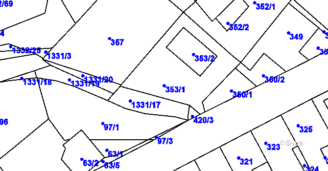 Parcela st. 353/1 v KÚ Proboštov u Teplic, Katastrální mapa