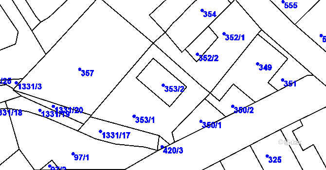 Parcela st. 353/2 v KÚ Proboštov u Teplic, Katastrální mapa