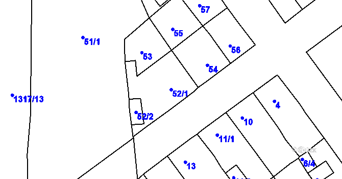 Parcela st. 52/1 v KÚ Proboštov u Teplic, Katastrální mapa