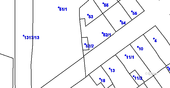 Parcela st. 52/2 v KÚ Proboštov u Teplic, Katastrální mapa