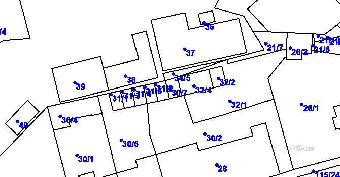 Parcela st. 30/7 v KÚ Proboštov u Teplic, Katastrální mapa