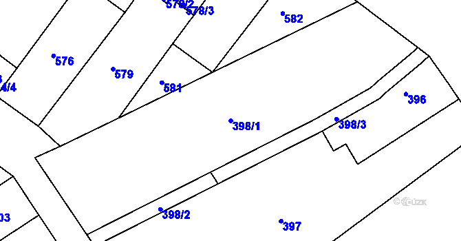 Parcela st. 398/1 v KÚ Proboštov u Teplic, Katastrální mapa