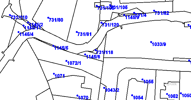 Parcela st. 731/118 v KÚ Proboštov u Teplic, Katastrální mapa