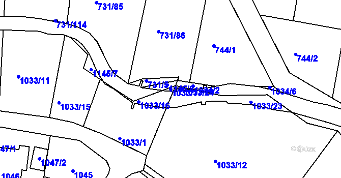 Parcela st. 1033/17 v KÚ Proboštov u Teplic, Katastrální mapa
