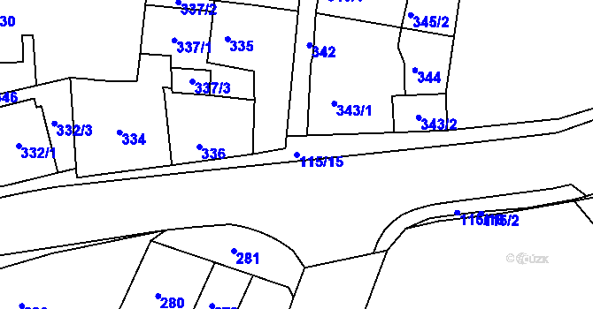 Parcela st. 115/15 v KÚ Proboštov u Teplic, Katastrální mapa