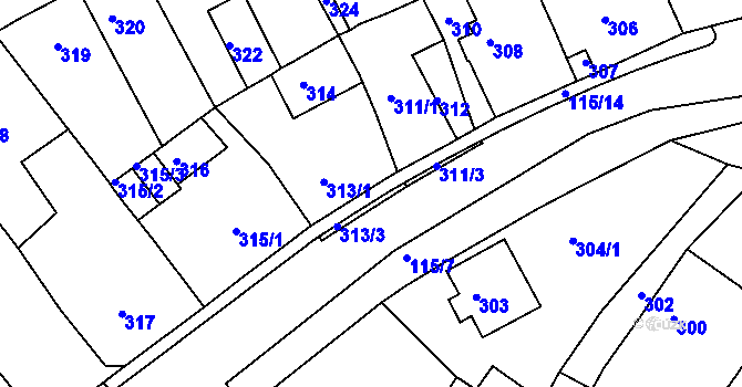 Parcela st. 313/2 v KÚ Proboštov u Teplic, Katastrální mapa