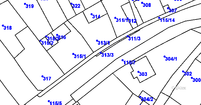 Parcela st. 313/3 v KÚ Proboštov u Teplic, Katastrální mapa