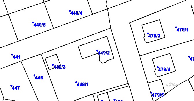 Parcela st. 449/2 v KÚ Proboštov u Teplic, Katastrální mapa