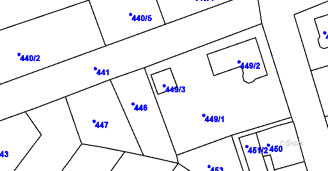 Parcela st. 449/3 v KÚ Proboštov u Teplic, Katastrální mapa
