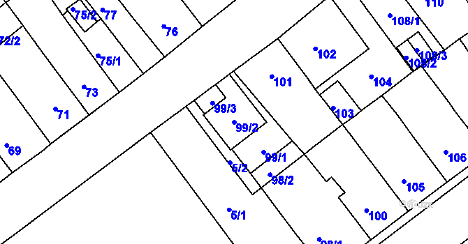 Parcela st. 99/2 v KÚ Proboštov u Teplic, Katastrální mapa