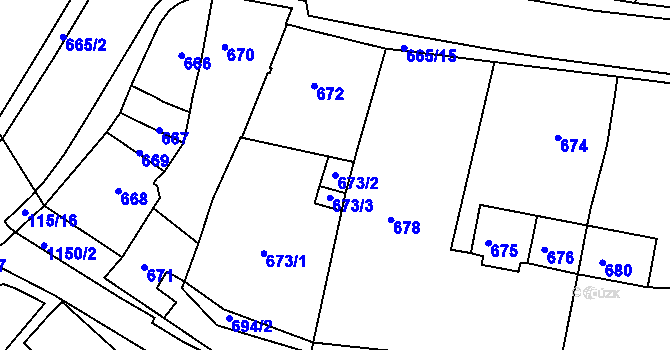 Parcela st. 673/2 v KÚ Proboštov u Teplic, Katastrální mapa