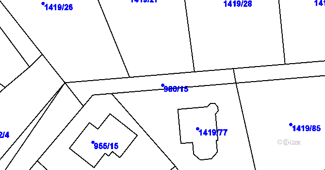 Parcela st. 980/15 v KÚ Proboštov u Teplic, Katastrální mapa