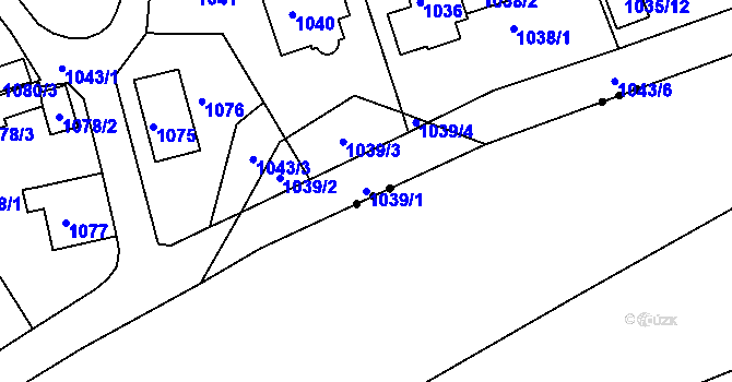 Parcela st. 1039/1 v KÚ Proboštov u Teplic, Katastrální mapa