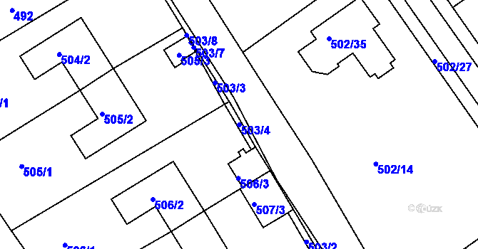 Parcela st. 503/4 v KÚ Proboštov u Teplic, Katastrální mapa
