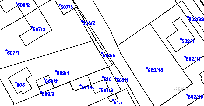 Parcela st. 503/5 v KÚ Proboštov u Teplic, Katastrální mapa