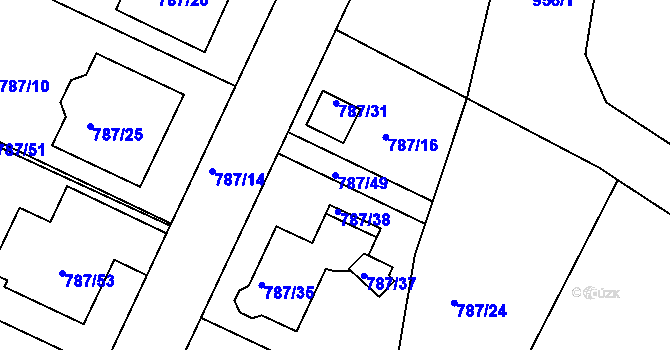 Parcela st. 787/49 v KÚ Proboštov u Teplic, Katastrální mapa